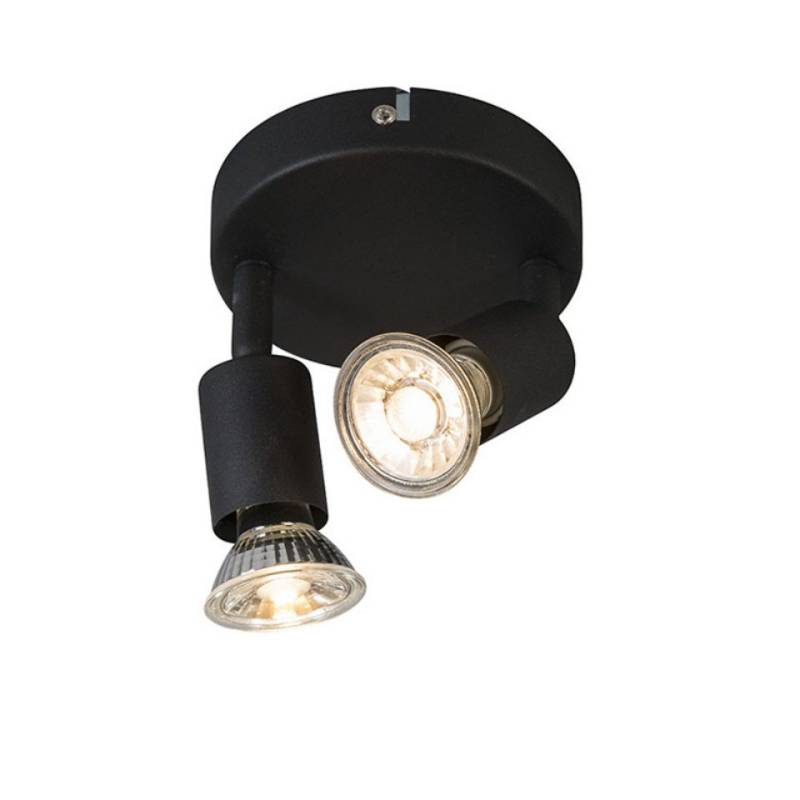 Qazqa LED Aufbaustrahler Jeany, ohne Leuchtmittel, GU10, Schwarz, Modern, Stahl, 2-flammig von Qazqa