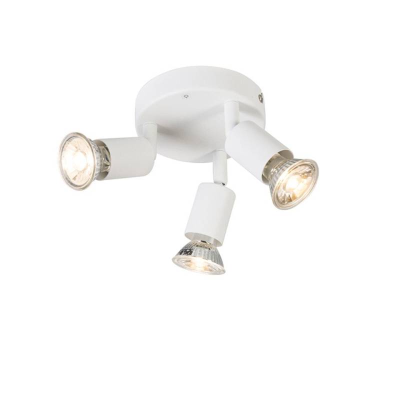 Qazqa LED Aufbaustrahler Jeany, ohne Leuchtmittel, GU10, Weiß, Modern, Stahl, 3-flammig von Qazqa