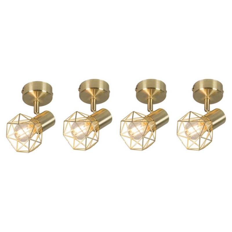 Qazqa LED Aufbaustrahler Mosh, ohne Leuchtmittel, E14, Gold/Messing, Modern, Stahl, 4-flammig von Qazqa