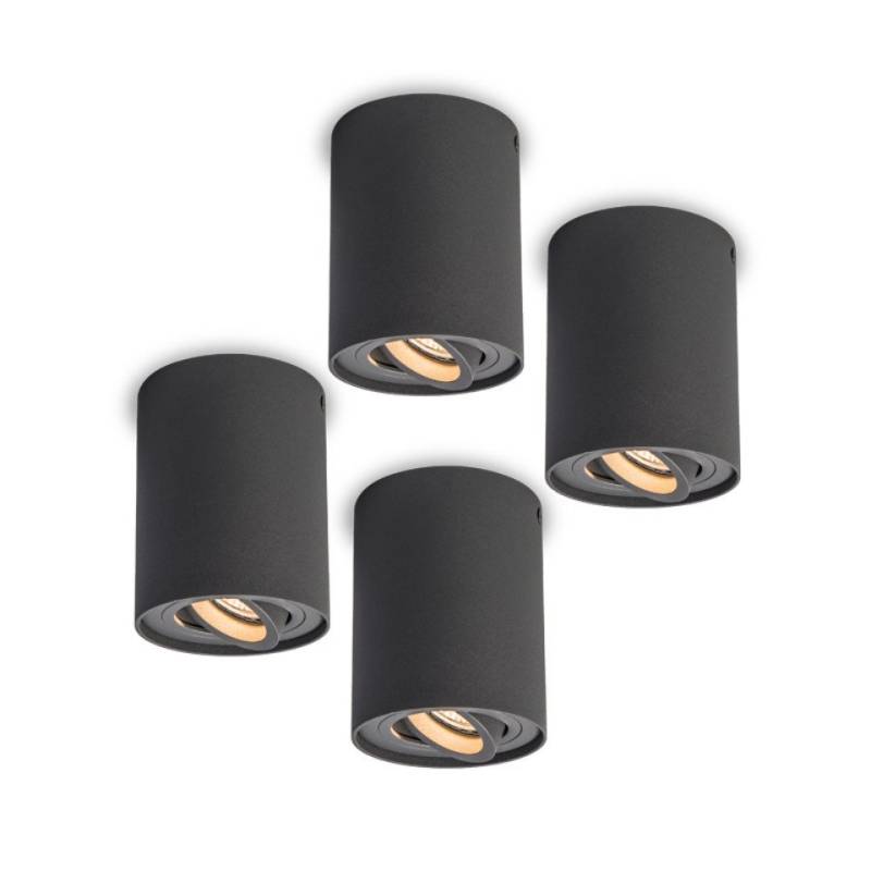 Qazqa LED Aufbaustrahler Rondoo Up, ohne Leuchtmittel, GU10, Dunkelgrau, Landhaus, Aluminium, 4-flammig von Qazqa