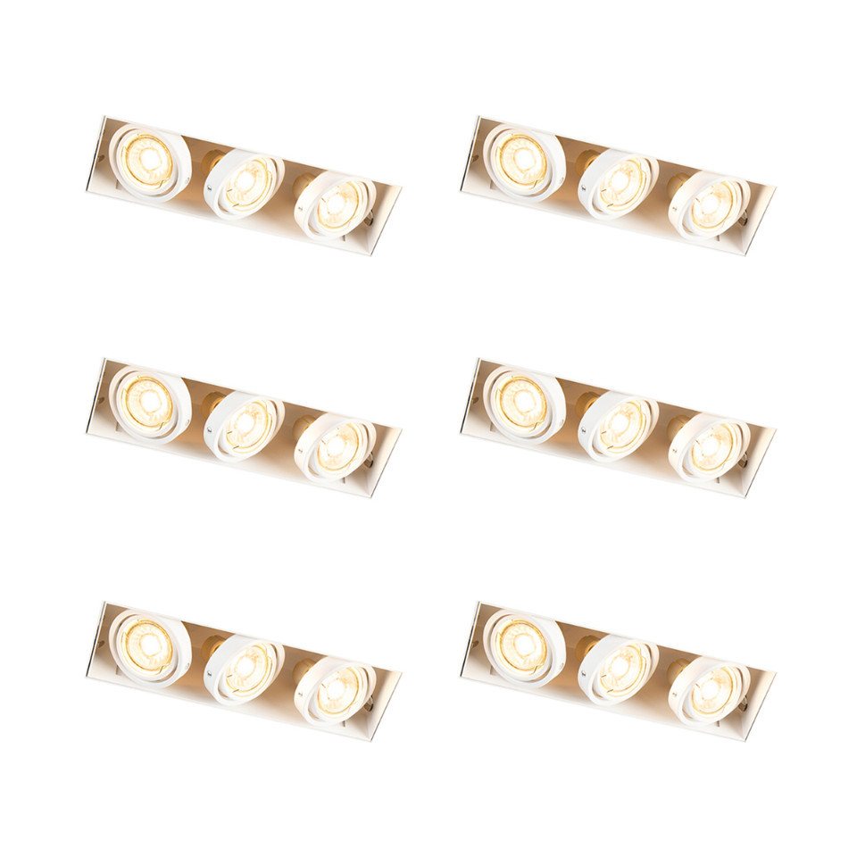 Qazqa LED Einbaustrahler 97737, ohne Leuchtmittel, GU10, Stahl, 3-flammig von Qazqa