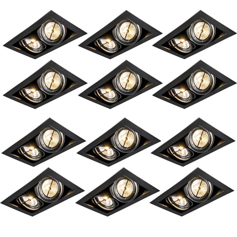 Qazqa LED Einbaustrahler Oneon, ohne Leuchtmittel, G53, Schwarz, Design, Stahl, 2-flammig von Qazqa