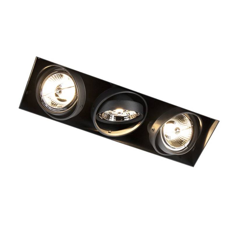 Qazqa LED Einbaustrahler Oneon trimless 70, ohne Leuchtmittel, GU10, Schwarz, Modern, Stahl, 3-flammig von Qazqa