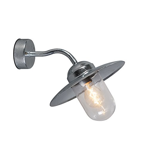 Qazqa - Landhaus I Vintage Außen Wandleuchte Zink mit Glas IP44 - München I Außenbeleuchtung - Zink Rund I Kugel I Kugelförmig - LED geeignet E27 von Qazqa