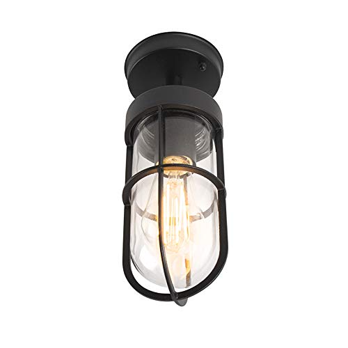 Qazqa - Landhaus I Vintage Country Exterior Außen Deckenleuchte I Deckenlampe I Lampe I Leuchte schwarz mit Glas IP44 - Elza I Außenbeleuchtung - Aluminium Länglich - LED geeignet E27 Qazqa - Landhaus I Vintage Country Exterior Außen Deckenleuchte I Deckenlampe I Lampe I Leuchte schwarz mit Glas IP44 - Elza I Außenbeleuchtung - Aluminium Länglich - LED geeignet E27 von Qazqa