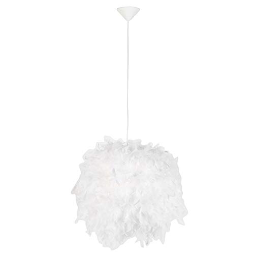 QAZQA - Landhaus I Vintage Pendelleuchte I Esstisch I Esszimmer I Pendellampe I Hängelampe I Pendellampe I Pendelleuchte I Lampe I Leuchte im Landhausstil weiß mit Federn - Feather I Wohnzimmer I Schl von Qazqa