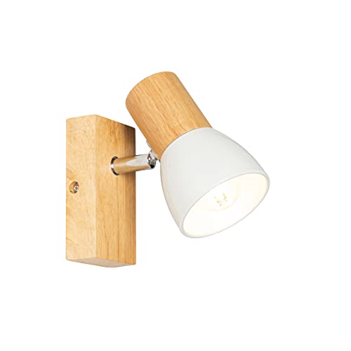 Qazqa - Landhaus I Vintage I Rustikal Ländliche Wandleuchte aus Holz mit verstellbarem Weiß - Thorin I Wohnzimmer I Schlafzimmer - Rechteckig - LED geeignet E14 Qazqa - Landhaus I Vintage I Rustikal Ländliche Wandleuchte aus Holz mit verstellbarem Weiß - Thorin I Wohnzimmer I Schlafzimmer - Rechteckig - LED geeignet E14 von Qazqa