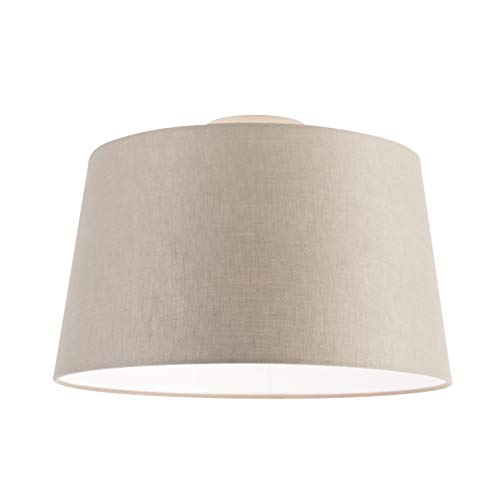 Qazqa - Landhaus I Vintage I Rustikal Moderne Deckenleuchte I Deckenlampe I Lampe I Leuchte mit taupe Schirm 35 cm - Combi I Wohnzimmer I Schlafzimmer - Textil Rund - LED geeignet E27 von Qazqa