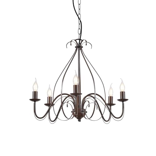 Qazqa - Landhaus I Vintage Klassischer Kronleuchter I Chandelier Rostbraun 5-flammig - Giuseppe - Stahl Rund - LED geeignet E14 von Qazqa