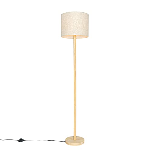 Qazqa - Landhaus I Vintage Ländliche Stehlampe Holz mit Leinenschirm beige 32 cm - Mels I Wohnzimmer I Schlafzimmer - Rund - LED geeignet E27 Qazqa - Landhaus I Vintage Ländliche Stehlampe Holz mit Leinenschirm beige 32 cm - Mels I Wohnzimmer I Schlafzimmer - Rund - LED geeignet E27 von Qazqa