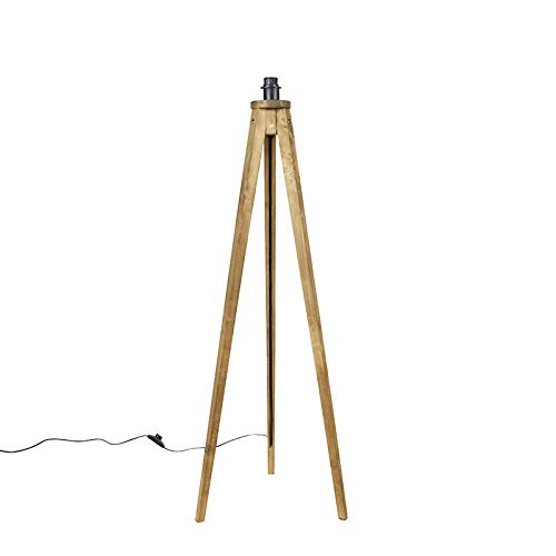 Qazqa - Landhaus I Vintage Ländliche Stehlampe Stativ Vintage Holz - Stativ Classic I Wohnzimmer I Schlafzimmer - Länglich - LED geeignet E27 von Qazqa