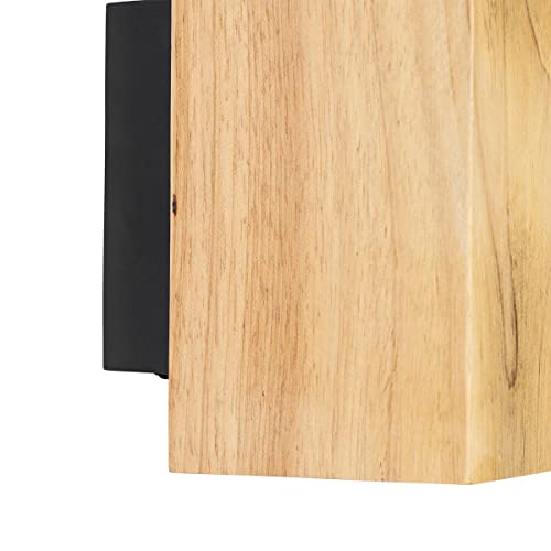 Qazqa - Landhaus I Vintage Ländliche Wandleuchte aus Holz, quadratisch, 2-flammig – Sandy I Wohnzimmer I Schlafzimmer I Up & Down - Rechteckig - LED geeignet GU10 von Qazqa