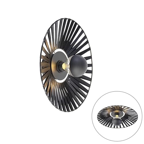 Qazqa - Landhaus I Vintage Ländliche Wandleuchte schwarz 40 cm - Leia I Wohnzimmer I Schlafzimmer - Textil Rund - LED geeignet E27 Qazqa - Landhaus I Vintage Ländliche Wandleuchte schwarz 40 cm - Leia I Wohnzimmer I Schlafzimmer - Textil Rund - LED geeignet E27 von Qazqa