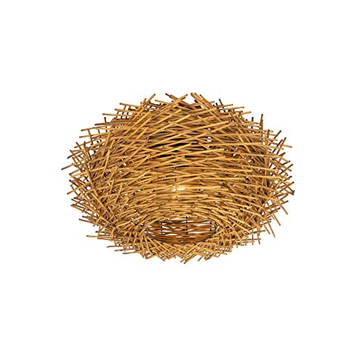 Qazqa - Landhaus I Vintage Land Deckenleuchte I Deckenlampe I Lampe I Leuchte Rattan - Luke I Wohnzimmer I Schlafzimmer - Rund - LED geeignet E27 von Qazqa