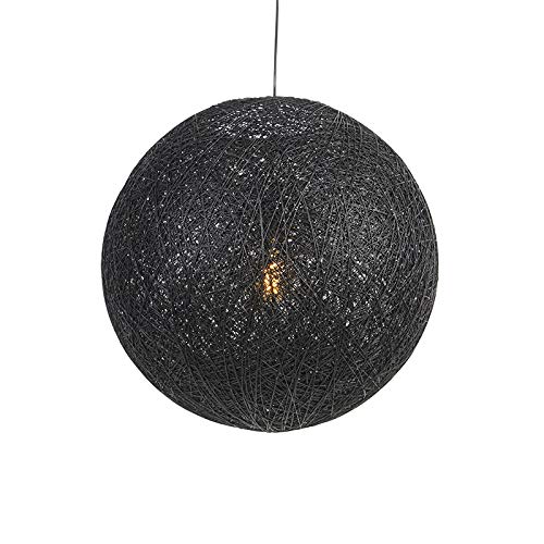 Qazqa - Landhaus I Vintage Land Hängelampe I Pendellampe I Pendelleuchte schwarz 60 cm - Corda I Wohnzimmer I Schlafzimmer - Papier I Tau Kugel I Kugelförmig I Rund - LED geeignet E27 von Qazqa