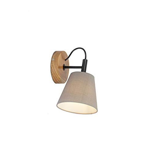 Qazqa - Landhaus I Vintage Land Wandlampe Holz mit grau - Cupy I Wohnzimmer I Schlafzimmer - Textil Rund - LED geeignet E14 Qazqa - Landhaus I Vintage Land Wandlampe Holz mit grau - Cupy I Wohnzimmer I Schlafzimmer - Textil Rund - LED geeignet E14 von Qazqa