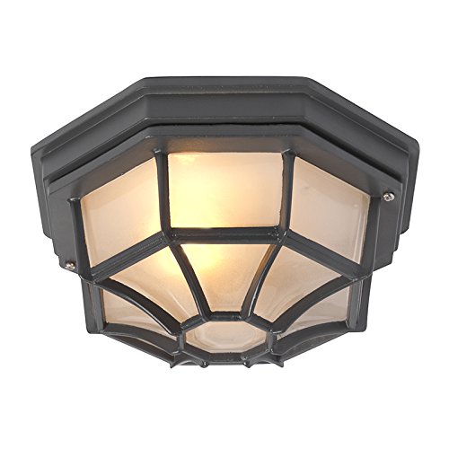 Qazqa - Landhaus I Vintage Landhaus Außen Deckenleuchte I Deckenlampe I Lampe I Leuchte dunkelgrau IP44 - Bri L. I Außenbeleuchtung - Aluminium Rund - LED geeignet E27 von Qazqa