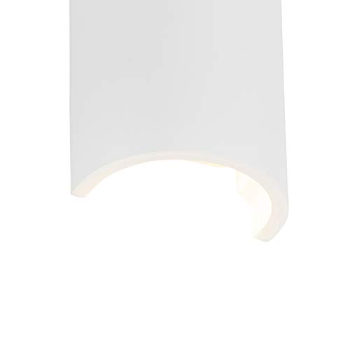 Qazqa - Landhaus I Vintage Moderne Wandleuchte Weiß Rund - Colja Novo I Wohnzimmer I Schlafzimmer - Gips Rund - LED geeignet G9 von Qazqa
