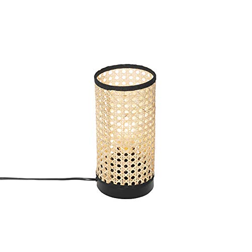 Qazqa - Landhaus I Vintage Nachttischlampe | Tischleuchte I Tischlampe I Lampe I Leuchte Landhausstil Rattan mit Schwarz - Kata I Wohnzimmer I Schlafzimmer - Zylinder - LED geeignet E27 Qazqa - Landhaus I Vintage Nachttischlampe | Tischleuchte I Tischlampe I Lampe I Leuchte Landhausstil Rattan mit Schwarz - Kata I Wohnzimmer I Schlafzimmer - Zylinder - LED geeignet E27 von Qazqa