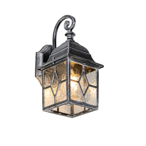 Qazqa - Landhaus I Vintage Romantische Außen Wandlaterne in Antiksilber – London I Außenbeleuchtung - Aluminium Quadratisch I Würfel - LED geeignet E27 von Qazqa