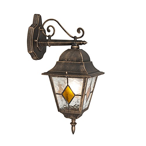 Qazqa - Landhaus I Vintage Vintage Außen Wandlaterne Bronze - Antigua Down I Außenbeleuchtung - Stahl Quadratisch - LED geeignet E27 Qazqa - Landhaus I Vintage Vintage Außen Wandlaterne Bronze - Antigua Down I Außenbeleuchtung - Stahl Quadratisch - LED geeignet E27 von Qazqa