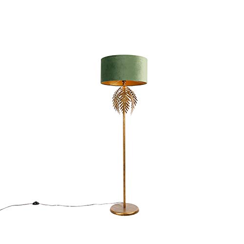 Qazqa - Landhaus I Vintage Vintage Gold I Messingene Stehlampe mit grünem Samtschirm - Botanica I Wohnzimmer I Schlafzimmer - Stahl Länglich - LED geeignet E27 Qazqa - Landhaus I Vintage Vintage Gold I Messingene Stehlampe mit grünem Samtschirm - Botanica I Wohnzimmer I Schlafzimmer - Stahl Länglich - LED geeignet E27 von Qazqa