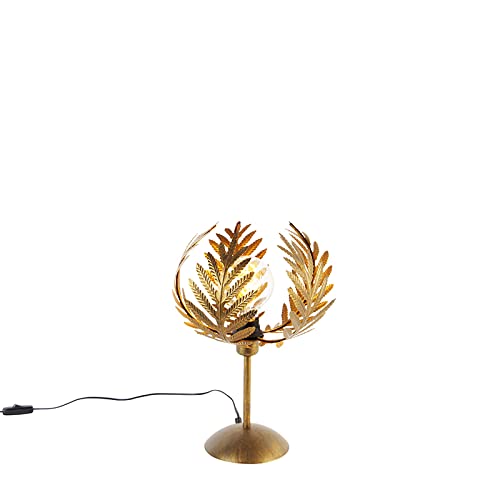 Qazqa - Landhaus I Vintage Vintage Tischlampe Gold I Messing 26 cm - Botanica I Wohnzimmer I Schlafzimmer - Stahl Organisch - LED geeignet E27 von Qazqa