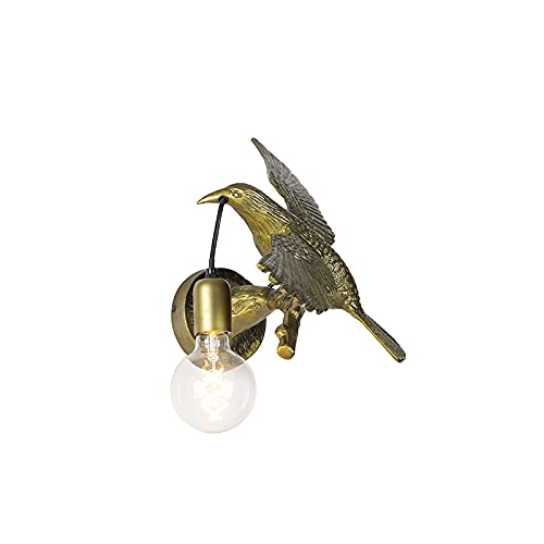 Qazqa - Landhaus I Vintage Vintage Wandlampe Messing - Fugl I Wohnzimmer I Schlafzimmer - Aluminium Länglich - LED geeignet E27 Qazqa - Landhaus I Vintage Vintage Wandlampe Messing - Fugl I Wohnzimmer I Schlafzimmer - Aluminium Länglich - LED geeignet E27 von Qazqa