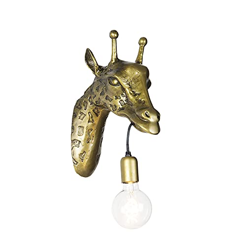 Qazqa - Landhaus I Vintage Vintage Wandlampe Messing - Giraffe I Wohnzimmer I Schlafzimmer - Aluminium Organisch - LED geeignet E27 von Qazqa