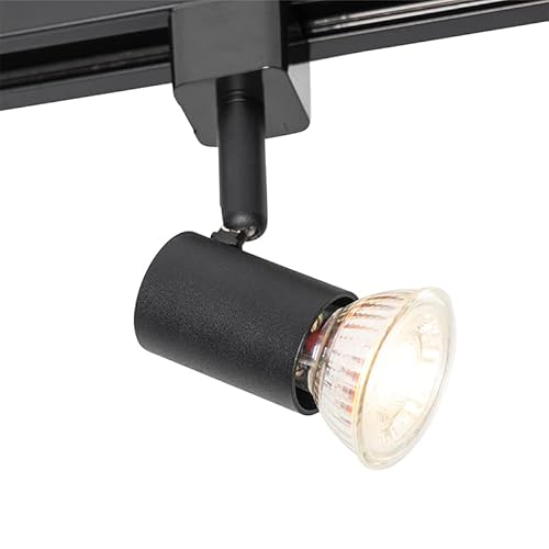 QAZQA - Modern 1-Phasen-Schiene Spot I Spotlight I Deckenspot I Deckenstrahler I Strahler I Lampe I Leuchte schwarz - Jeany I Wohnzimmer I Schlafzimmer - Aluminium Rund - LED geeignet GU10 von Qazqa