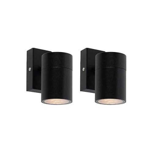 Qazqa - Modern 2er Set Außen Wandleuchte schwarz Edelstahl I nickel matt IP44 - Solo I Außenbeleuchtung - Edelstahl Zylinder - LED geeignet GU10 Qazqa - Modern 2er Set Außen Wandleuchte schwarz Edelstahl I nickel matt IP44 - Solo I Außenbeleuchtung - Edelstahl Zylinder - LED geeignet GU10 von Qazqa