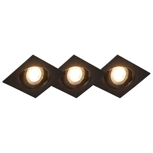 Qazqa - Modern 3er Set Einbaustrahler schwarz inkl. LED 3-stufig dimmbar - Miu Dimmer I Dimmbar I Wohnzimmer I Schlafzimmer - Kunststoff Quadratisch - I LED Qazqa - Modern 3er Set Einbaustrahler schwarz inkl. LED 3-stufig dimmbar - Miu Dimmer I Dimmbar I Wohnzimmer I Schlafzimmer - Kunststoff Quadratisch - I LED von Qazqa