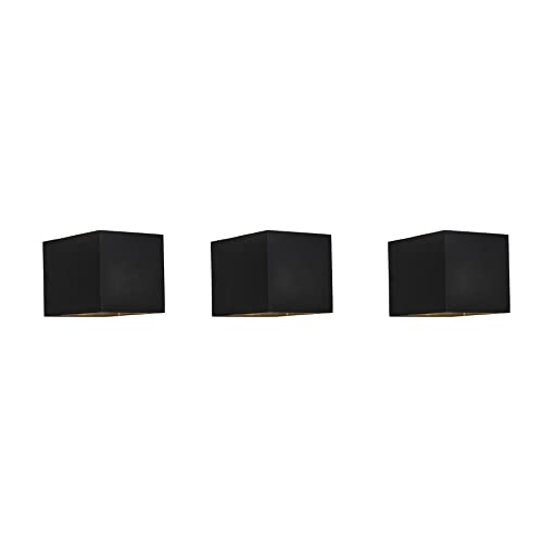 Qazqa - Modern 3er Set moderne Wandleuchten schwarz - Transfer I Wohnzimmer I Schlafzimmer - Aluminium Quadratisch - LED geeignet G9 von Qazqa
