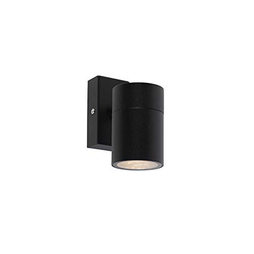 Qazqa - Modern Außen Wandleuchte Schwarz Edelstahl I nickel matt GU10 50mm IP44 - Solo I Außenbeleuchtung - Edelstahl Zylinder - LED geeignet GU10 von Qazqa