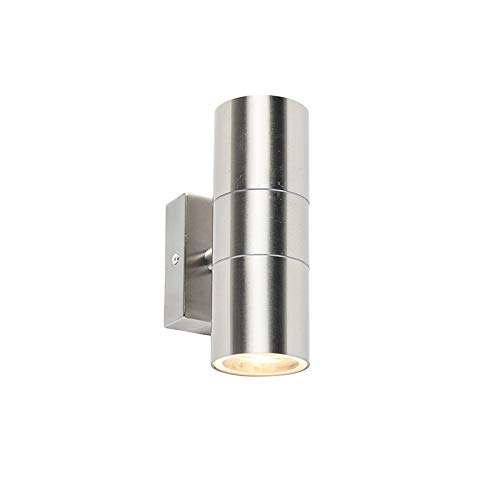 Qazqa - Modern Außen Wandleuchte Stahl I Silber I nickel matt IP44 - Duo I Außenbeleuchtung I Up & Down - Edelstahl Rund - LED geeignet GU10 Qazqa - Modern Außen Wandleuchte Stahl I Silber I nickel matt IP44 - Duo I Außenbeleuchtung I Up & Down - Edelstahl Rund - LED geeignet GU10 von Qazqa