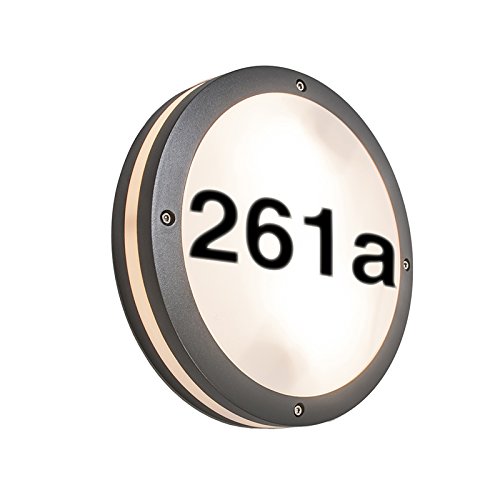 Qazqa - Modern Außen Wandleuchte anthrazit mit Hausnummer IP54 - Glow I Außenbeleuchtung - Aluminium Rund - LED geeignet E27 von Qazqa