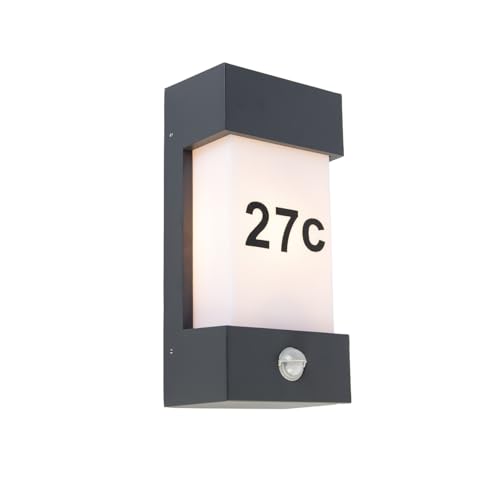 Qazqa - Modern Außen Wandleuchte dunkelgrau IP54 Bewegungssensor - Tide I Außenbeleuchtung - Aluminium Rechteckig - LED geeignet E27 Qazqa - Modern Außen Wandleuchte dunkelgrau IP54 Bewegungssensor - Tide I Außenbeleuchtung - Aluminium Rechteckig - LED geeignet E27 von Qazqa