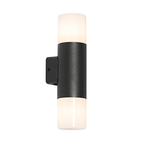 Qazqa - Modern Außen Wandleuchte schwarz mit Opalschirm 2-flammig IP44 - Odense I Außenbeleuchtung - Aluminium Rund - LED geeignet E27 Qazqa - Modern Außen Wandleuchte schwarz mit Opalschirm 2-flammig IP44 - Odense I Außenbeleuchtung - Aluminium Rund - LED geeignet E27 von Qazqa