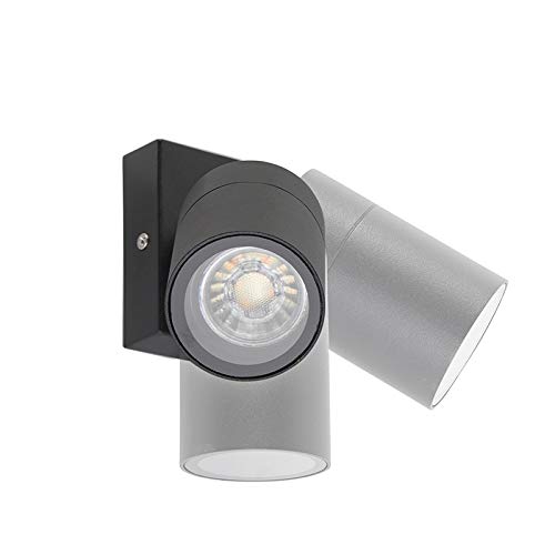 Qazqa - Modern Außen Wandleuchte schwarz verstellbar IP44 - Solo I Außenbeleuchtung - Edelstahl Zylinder - LED geeignet GU10 von Qazqa