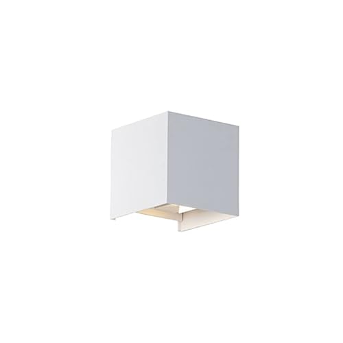Qazqa - Modern Außen Wandleuchte weiß inkl. LED 2-flammig IP54 - Edwin I Außenbeleuchtung I Wohnzimmer I Schlafzimmer - Aluminium Würfel - I LED von Qazqa