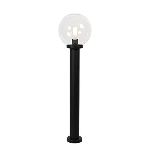 Qazqa - Modern AußenStehleuchte I Stehlampe I Standleuchte I Lampe I Leuchte schwarz mit klarer Kugel 100 cm IP44 - Sfera I Außenbeleuchtung - Edelstahl Länglich - LED geeignet E27 von Qazqa