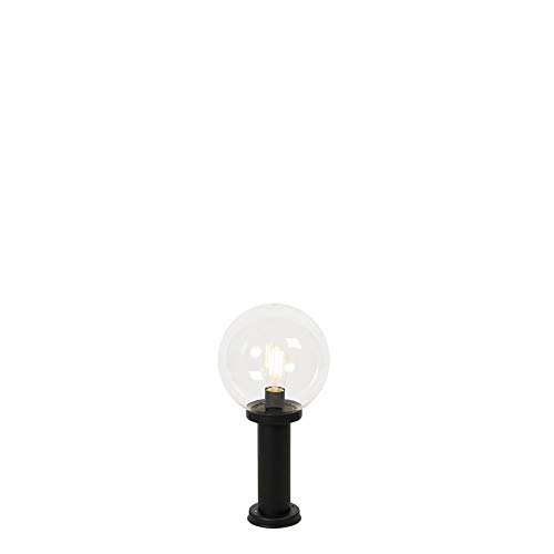 Qazqa - Modern AußenStehleuchte I Stehlampe I Standleuchte I Lampe I Leuchte schwarz mit klarer Kugel 50 cm IP44 - Sfera I Außenbeleuchtung - Edelstahl Länglich - LED geeignet E27 von Qazqa