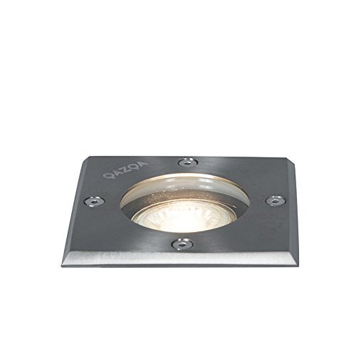 Qazqa - Modern Bodeneinbaustrahler für außen Edelstahl I nickel matt gebürstet 10,5 cm IP65 - Basic Square I Außenbeleuchtung - Edelstahl Quadratisch - LED geeignet GU10 von Qazqa