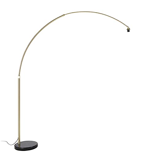 Qazqa - Modern Bogenlampe Messing mit schwarzem Marmorsockel verstellbar - XXL I Wohnzimmer I Schlafzimmer - Stahl Länglich - LED geeignet E27 Qazqa - Modern Bogenlampe Messing mit schwarzem Marmorsockel verstellbar - XXL I Wohnzimmer I Schlafzimmer - Stahl Länglich - LED geeignet E27 von Qazqa