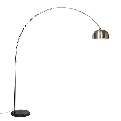 Qazqa - Modern Bogenleuchte I Bogenlampe I Lampe I Leuchte Stahl I Silber I nickel matt Metallschirm 32 cm verstellbar - XXL I Wohnzimmer - Stahl Länglich - LED geeignet E27 Qazqa - Modern Bogenleuchte I Bogenlampe I Lampe I Leuchte Stahl I Silber I nickel matt Metallschirm 32 cm verstellbar - XXL I Wohnzimmer - Stahl Länglich - LED geeignet E27 von Qazqa