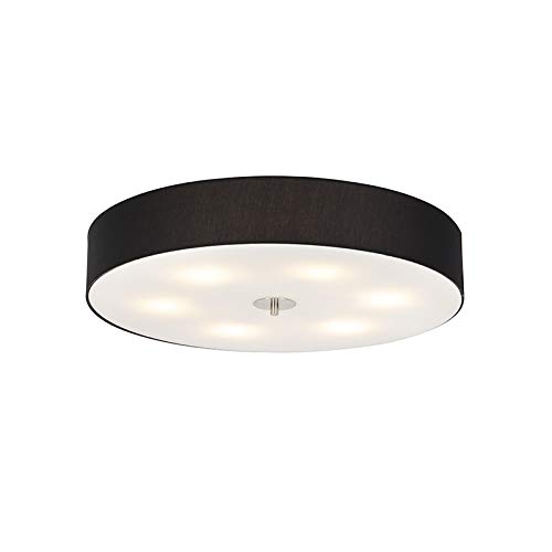 Qazqa - Modern Country Deckenleuchte I Deckenlampe I Lampe I Leuchte schwarz 70 cm - Drum mit Schirm I Wohnzimmer I Schlafzimmer - Textil Rund - LED geeignet E27 Qazqa - Modern Country Deckenleuchte I Deckenlampe I Lampe I Leuchte schwarz 70 cm - Drum mit Schirm I Wohnzimmer I Schlafzimmer - Textil Rund - LED geeignet E27 von Qazqa