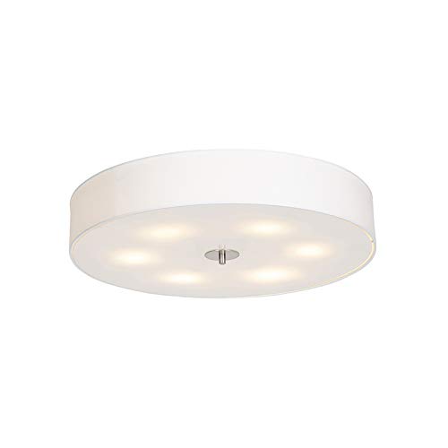 Qazqa - Modern Country Deckenleuchte I Deckenlampe I Lampe I Leuchte weiß 70 cm - Drum mit Schirm I Wohnzimmer I Schlafzimmer - Textil Zylinder I Rund - LED geeignet E27 Qazqa - Modern Country Deckenleuchte I Deckenlampe I Lampe I Leuchte weiß 70 cm - Drum mit Schirm I Wohnzimmer I Schlafzimmer - Textil Zylinder I Rund - LED geeignet E27 von Qazqa