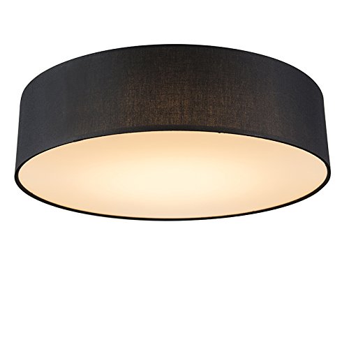 Qazqa - Modern Deckenleuchte I Deckenlampe I Lampe I Leuchte schwarz 40 cm inkl. LED - Drum mit Schirm LED I Wohnzimmer I Schlafzimmer - Textil Rund - I LED Qazqa - Modern Deckenleuchte I Deckenlampe I Lampe I Leuchte schwarz 40 cm inkl. LED - Drum mit Schirm LED I Wohnzimmer I Schlafzimmer - Textil Rund - I LED von Qazqa