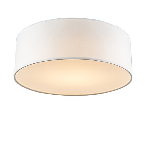 Qazqa - Modern Deckenleuchte I Deckenlampe I Lampe I Leuchte weiß 30 cm inkl. LED - Drum mit Schirm LED I Wohnzimmer I Schlafzimmer - Textil Rund - I LED von Qazqa