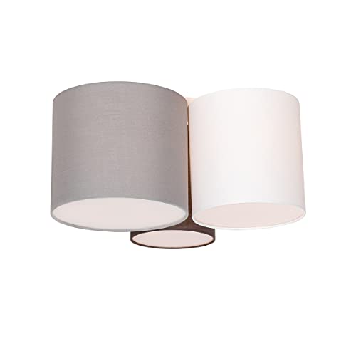 Qazqa - Modern Deckenleuchte I Deckenlampe I Lampe I Leuchte weiß grau und braun 3-flammig-Licht - MultiDrum mit Schirm I Wohnzimmer I Schlafzimmer - Textil Rund - LED geeignet E27 Qazqa - Modern Deckenleuchte I Deckenlampe I Lampe I Leuchte weiß grau und braun 3-flammig-Licht - MultiDrum mit Schirm I Wohnzimmer I Schlafzimmer - Textil Rund - LED geeignet E27 von Qazqa